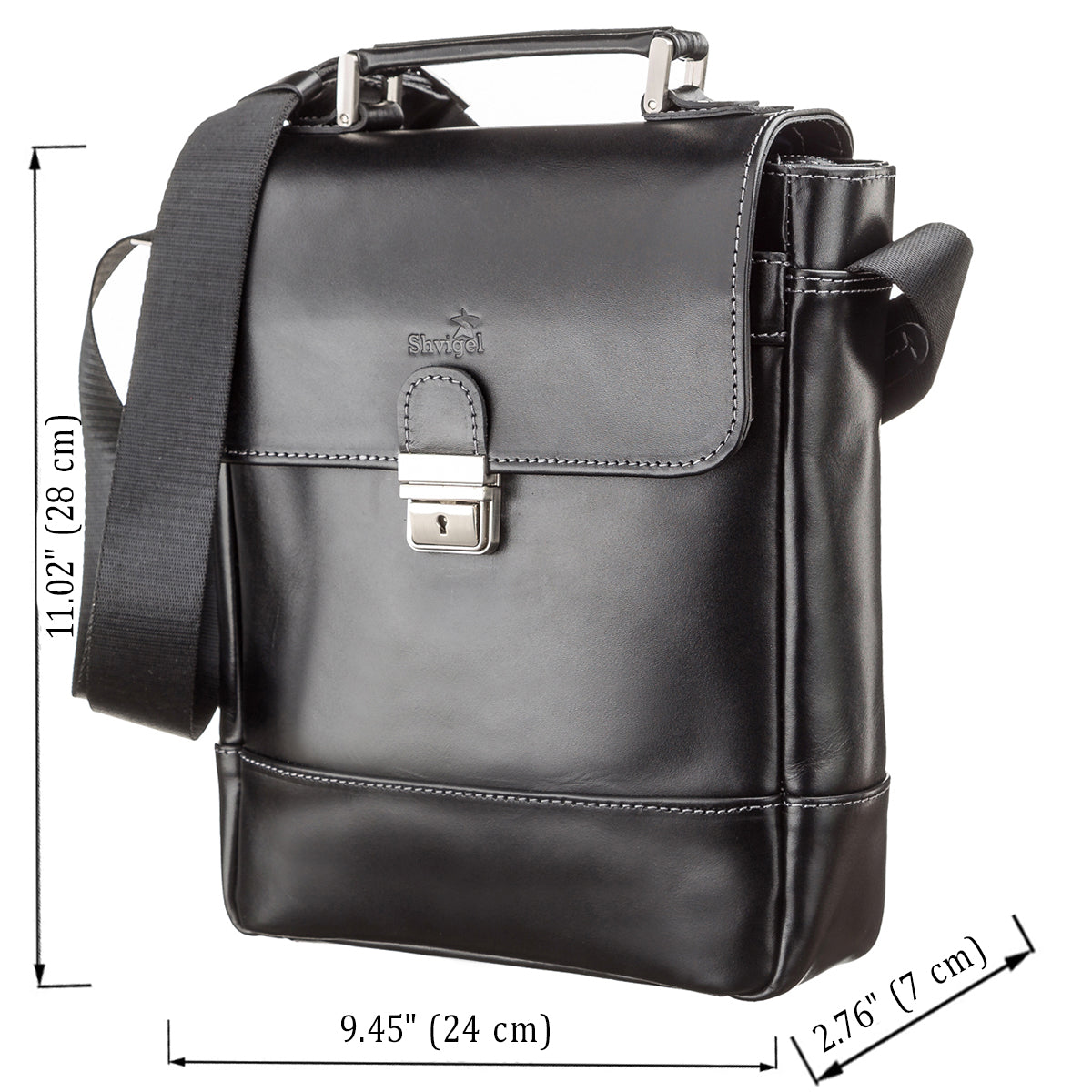 Men's Leather Bag SHVIGEL 11118 Black Genuine Leather Natural Materials