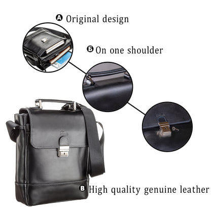 Men's Leather Bag SHVIGEL 11118 Black Genuine Leather Natural Materials