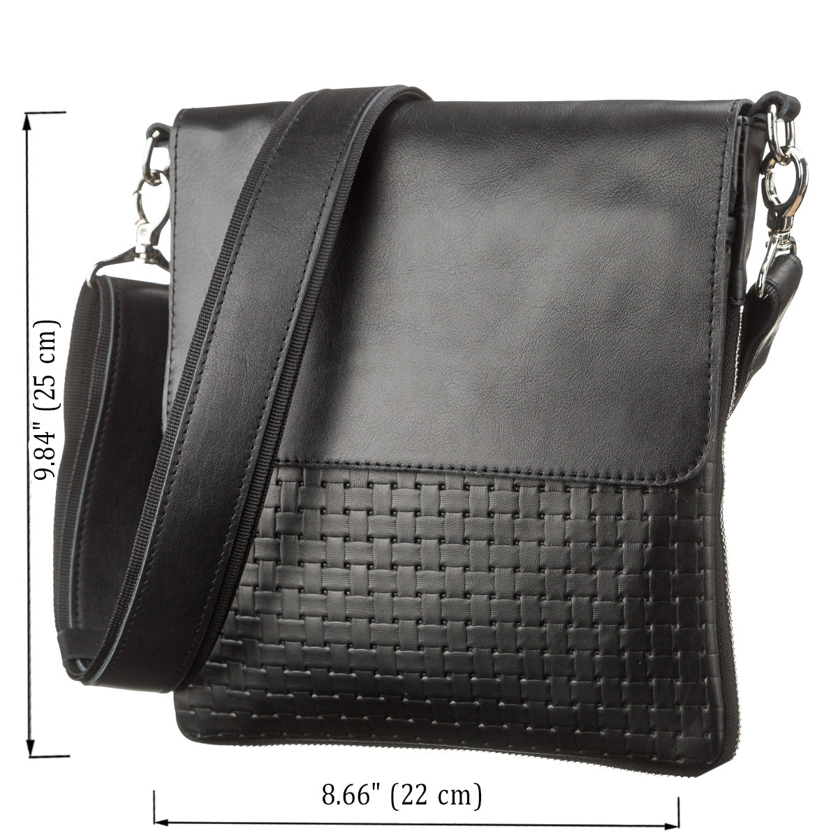 Leather Bag SHVIGEL 11124 Black Natural Leather Made in Ukraine with Durable Design