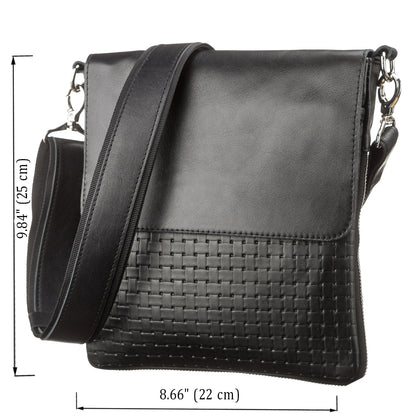 Leather Bag SHVIGEL 11124 Black Natural Leather Made in Ukraine with Durable Design