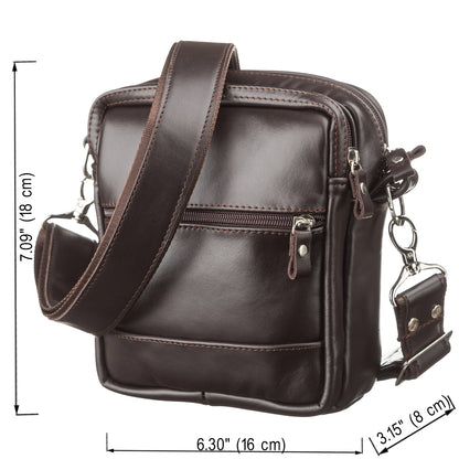 Men's Leather Bag SHVIGEL 11125 Brown Natural Leather Stylish Design Made in Ukraine