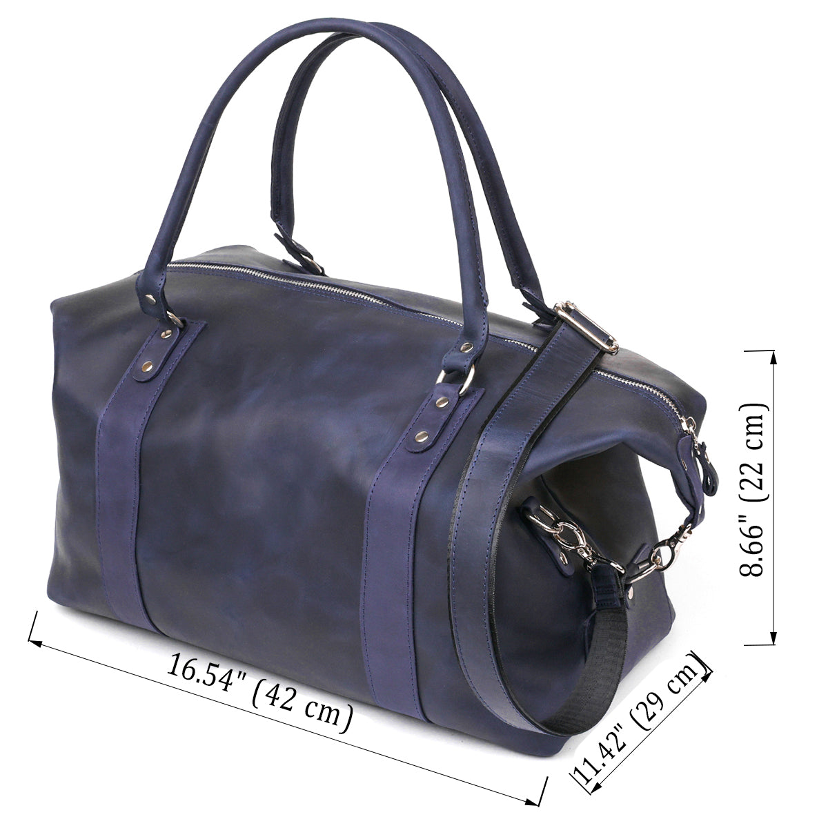 Travel Bag SHVIGEL 11127 Blue Natural Leather Ukrainian Craftsmanship