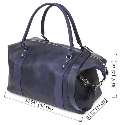 Travel Bag SHVIGEL 11127 Blue Natural Leather Ukrainian Craftsmanship