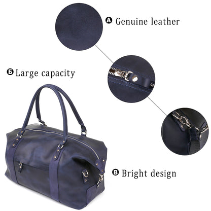 Travel Bag SHVIGEL 11127 Blue Natural Leather Ukrainian Craftsmanship