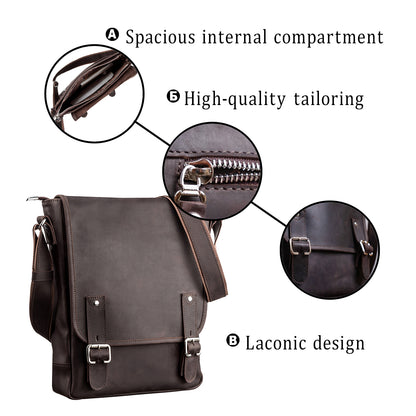 Men's Vintage Leather Bag SHVIGEL 11129 Brown Natural Leather Material