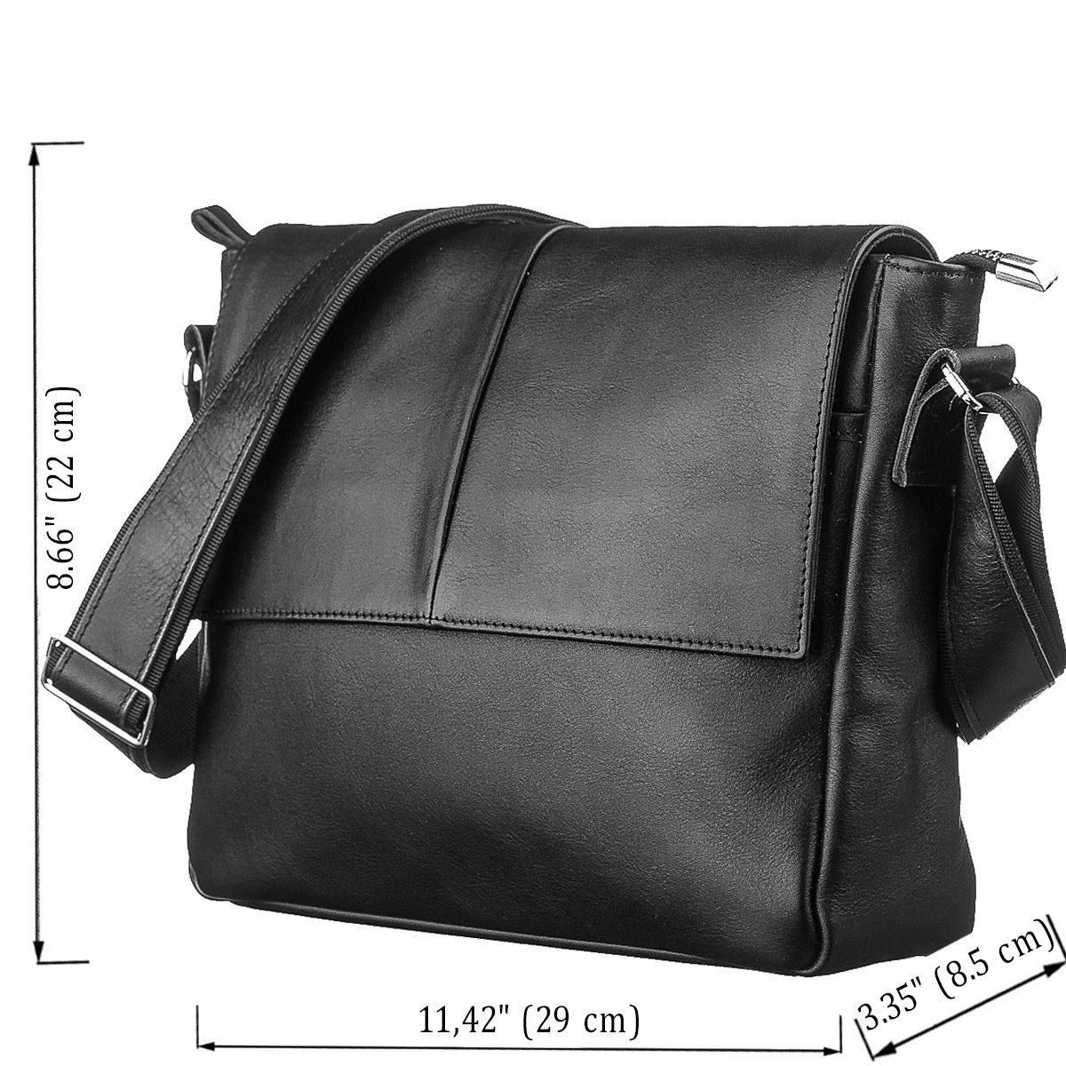 Leather Bag SHVIGEL 11130 Black Genuine Leather Craftsmanship Ukraine