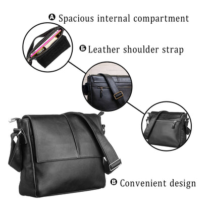 Leather Bag SHVIGEL 11130 Black Genuine Leather Craftsmanship Ukraine