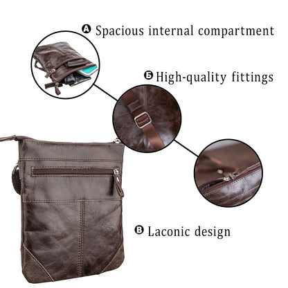 Leather Bag SHVIGEL 11136 Made in Ukraine Brown Genuine Leather Fashion Accessory
