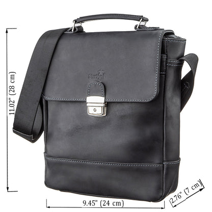 Men's Vintage Leather Bag SHVIGEL 11137 Black Made in Ukraine Natural Leather