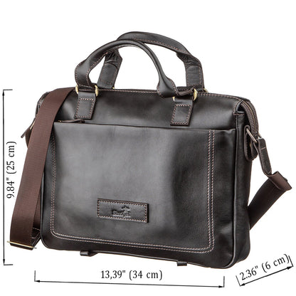 Men's Leather Bag SHVIGEL 11138 Brown Genuine Leather Handmade in Ukraine