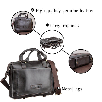 Men's Leather Bag SHVIGEL 11138 Brown Genuine Leather Handmade in Ukraine