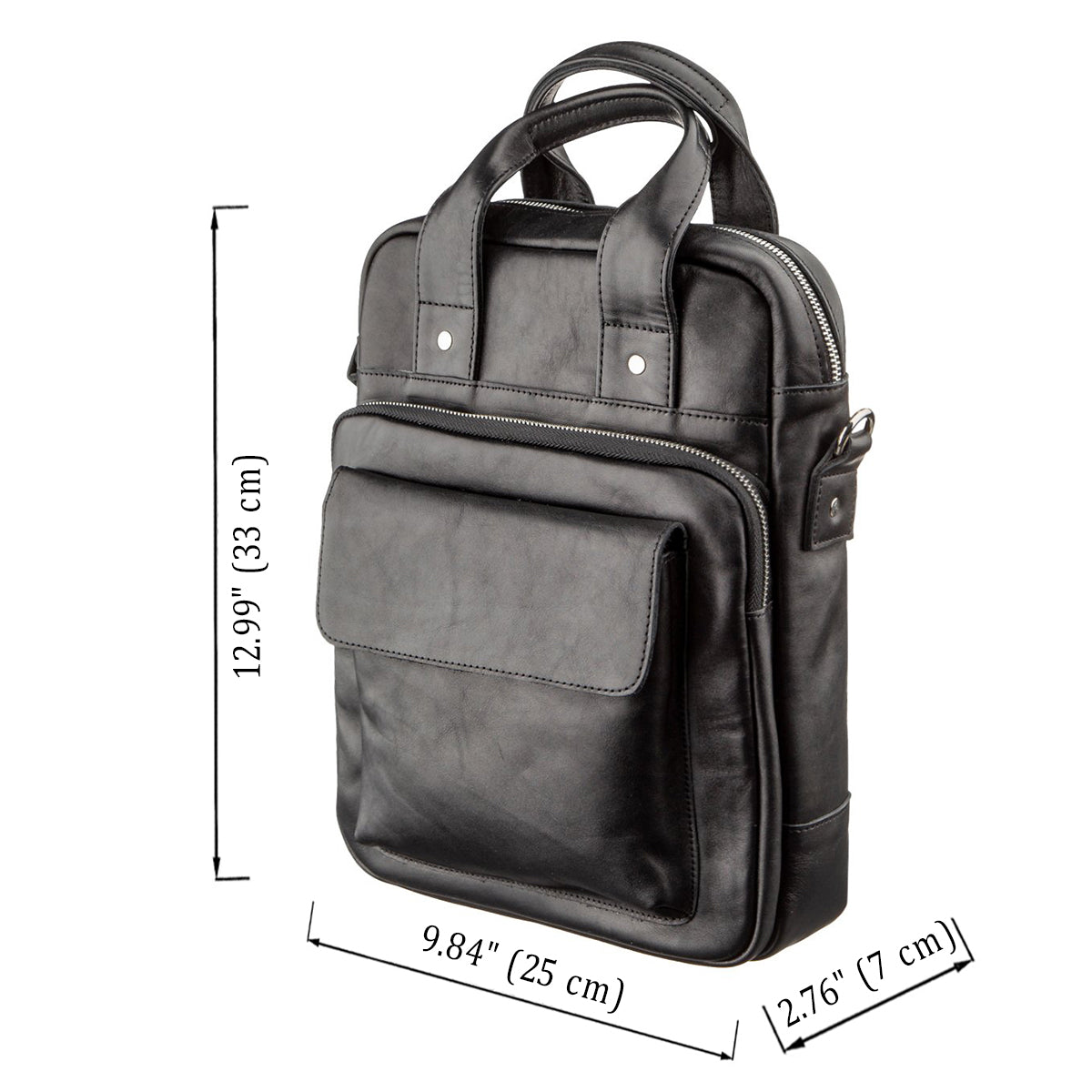 Vertical A4 Men's Bag SHVIGEL 11165 Made of Natural Leather, Black Color