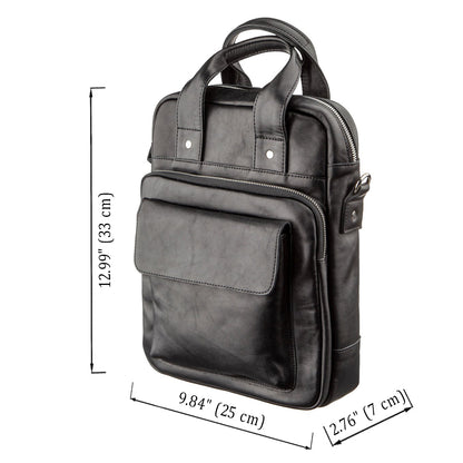 Vertical A4 Men's Bag SHVIGEL 11165 Made of Natural Leather, Black Color