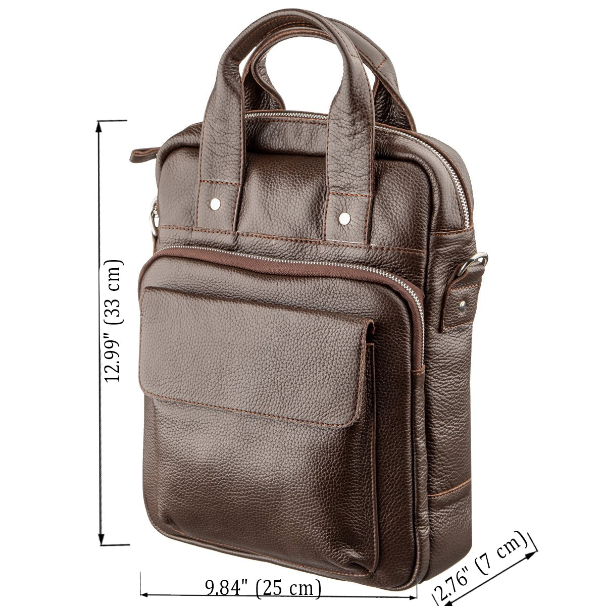 High-Quality SHVIGEL Vertical Men's Bag A4 Format 11168 Brown Flotar Genuine Leather