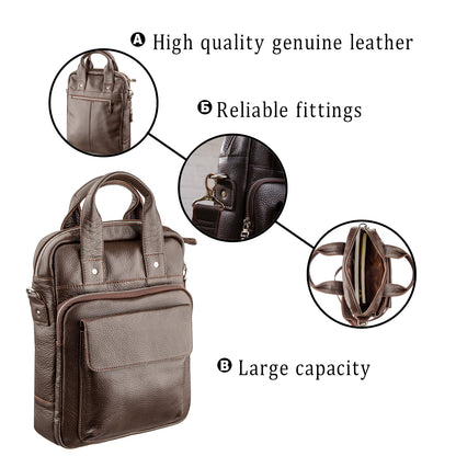 High-Quality SHVIGEL Vertical Men's Bag A4 Format 11168 Brown Flotar Genuine Leather