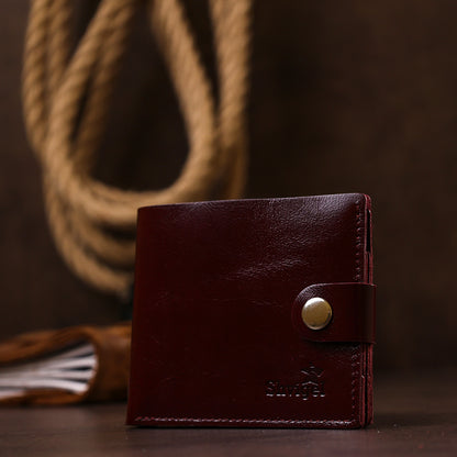 Glossy Leather Wallet for Women by SHVIGEL, Article 16463, Cherry Red, Genuine Leather