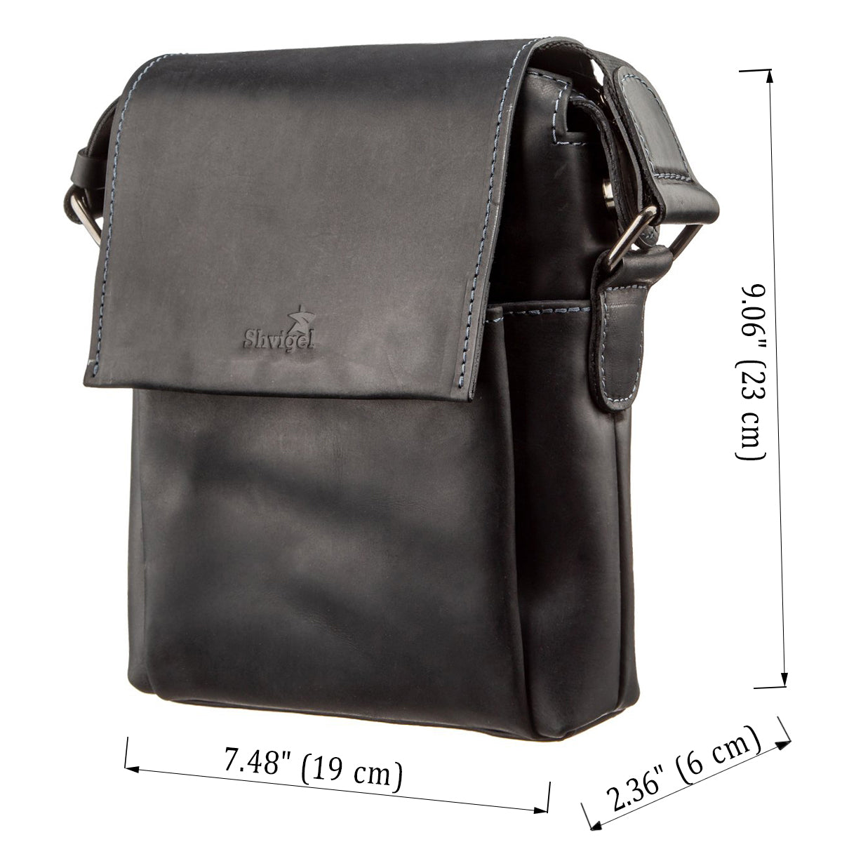Men's Matte Leather Bag SHVIGEL 11173 Black Natural Leather Stylish Design