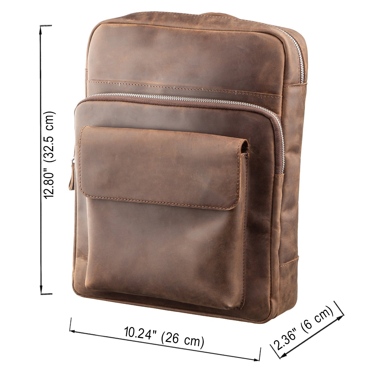 Unisex Backpack SHVIGEL 11175 Brown Matte Leather Natural Skin High Quality