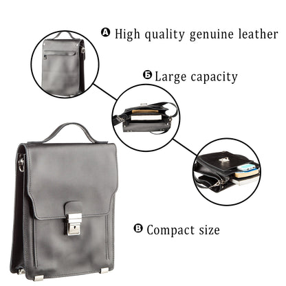 Vertical Leather Shoulder Bag SHVIGEL 11176 Black Natural Leather Design
