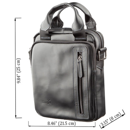 Men's Bag SHVIGEL 11184 Black Smooth Leather Natural Skin High-Quality Design