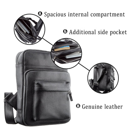 Leather Backpack SHVIGEL 11185 Black Crafted from Genuine Leather, Ukraine Made