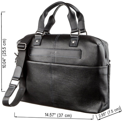 Leather Laptop Bag SHVIGEL 11243 Black Natural Leather Handmade Design