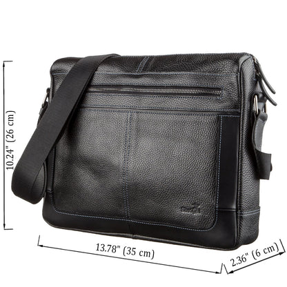 Business Shoulder Bag for Men SHVIGEL 11244 Black Genuine Floater Leather