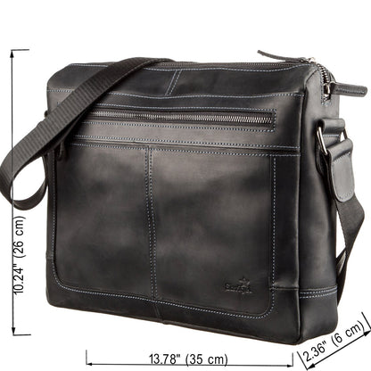 Men's Leather Shoulder Business Bag SHVIGEL 11246 Black Genuine Leather Durable Design