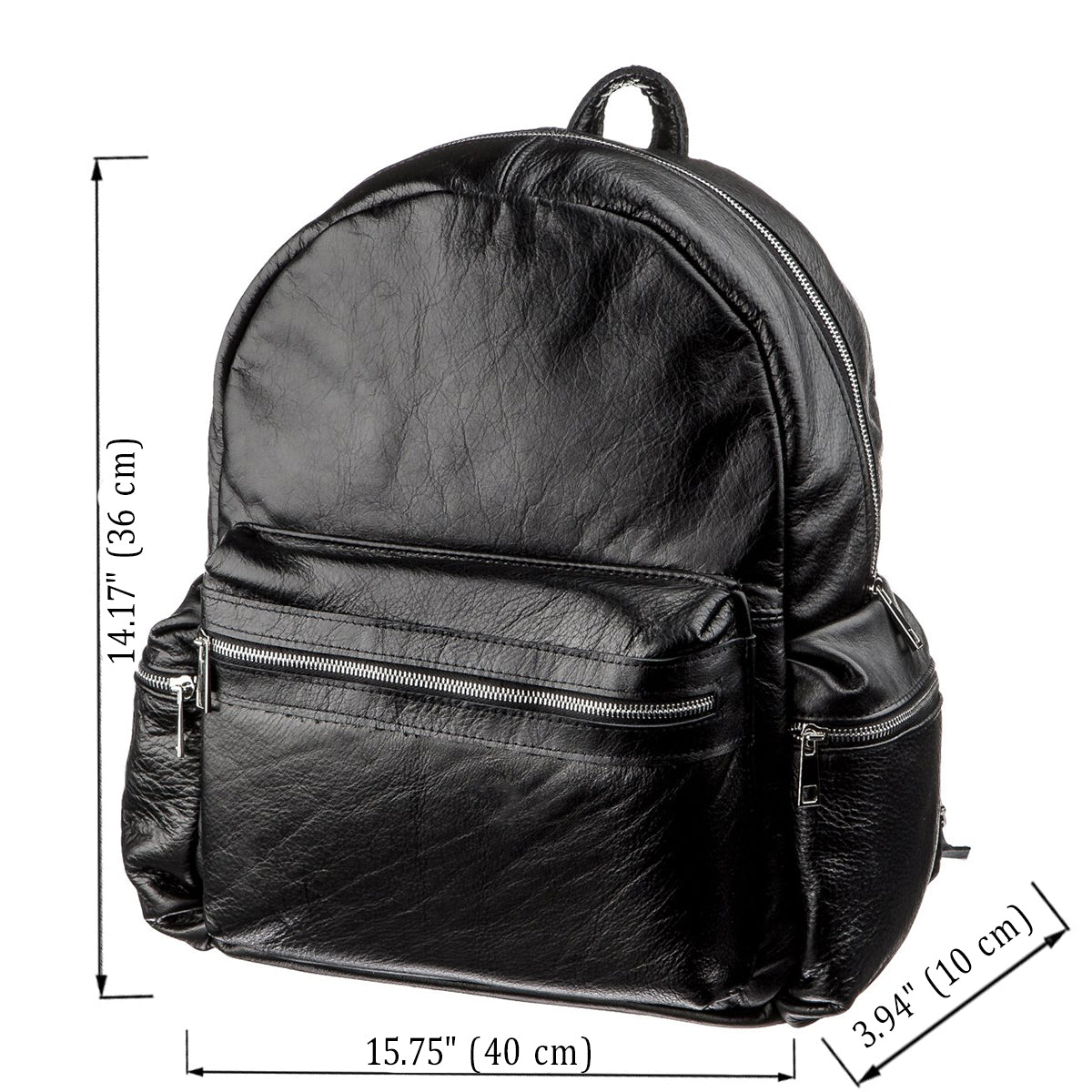 Leather Backpack SHVIGEL 11260 Black Natural Leather, Ukrainian Craftsmanship