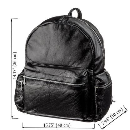 Leather Backpack SHVIGEL 11260 Black Natural Leather, Ukrainian Craftsmanship
