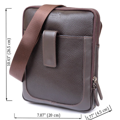 Men's Leather Flotar Tablet Bag SHVIGEL 11286 Brown with Two Compartments