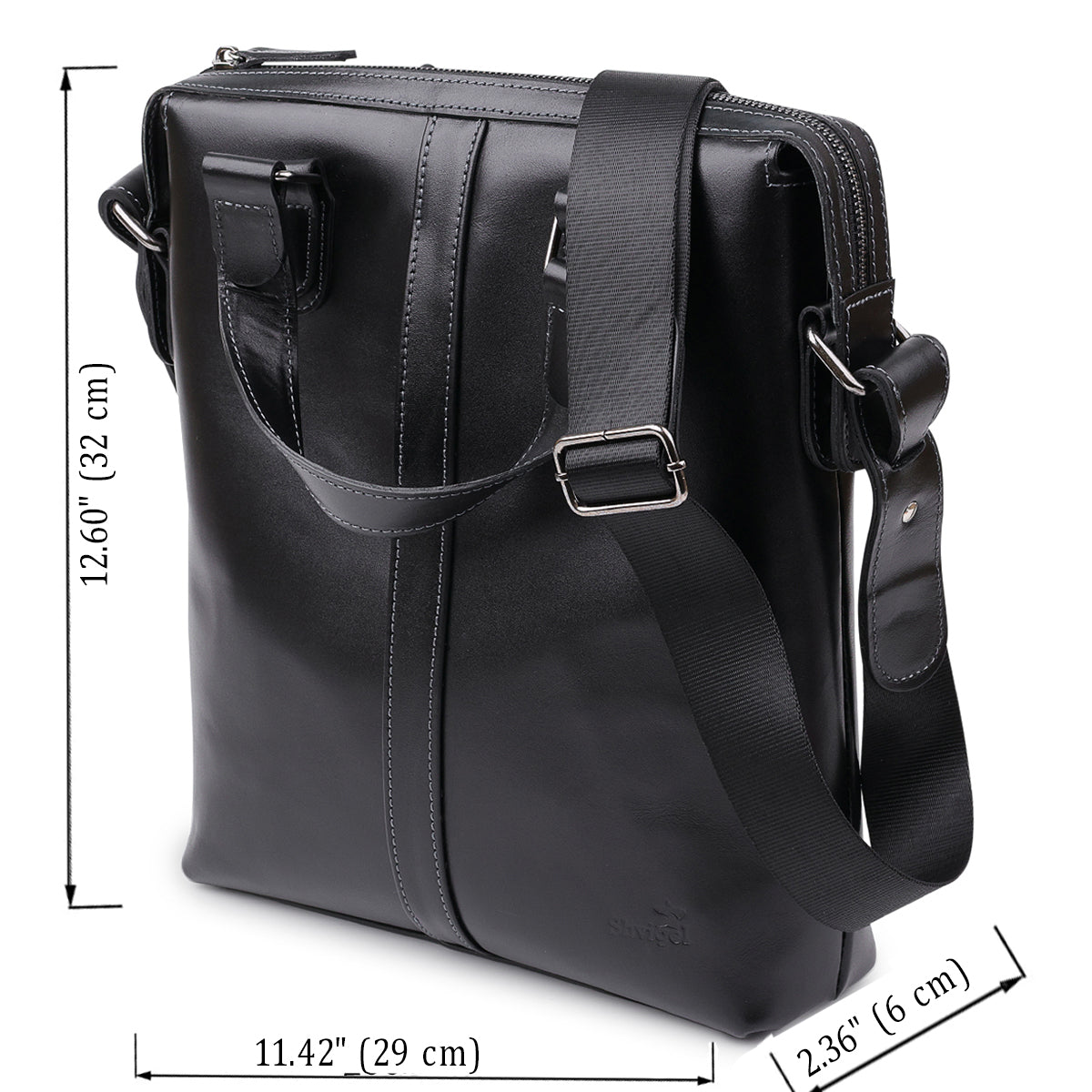 Genuine Leather Men's Bag SHVIGEL 11287 Black, Handcrafted in Ukraine, Durable Design