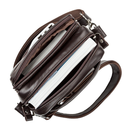Men's Leather Bag SHVIGEL 11125 Brown Natural Leather Stylish Design Made in Ukraine