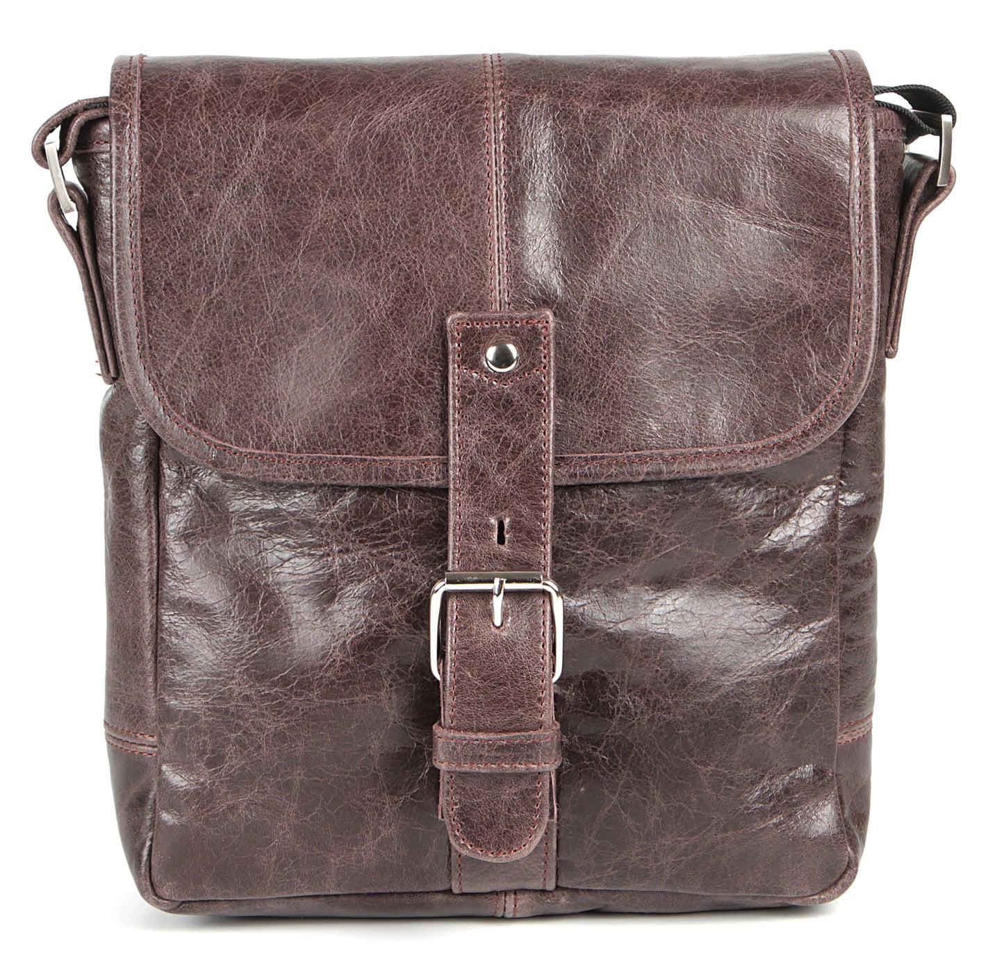 Leather Bag SHVIGEL Model 00855 Brown Genuine Leather Made in Ukraine