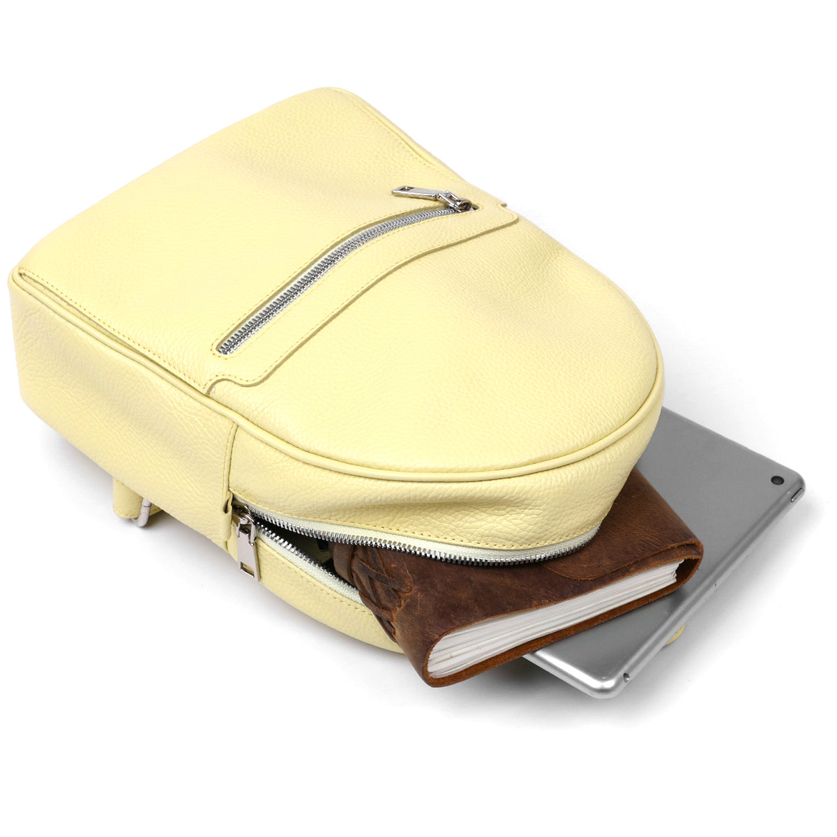 Original Women's Leather Backpack SHVIGEL 16307 Lemon Yellow - Genuine Leather, Stylish Design