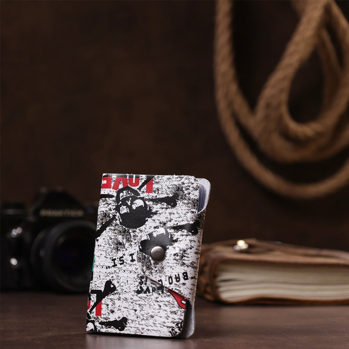 Vertical Leather Business Card Holder SHVIGEL 19080 Grey Natural Leather for Cards