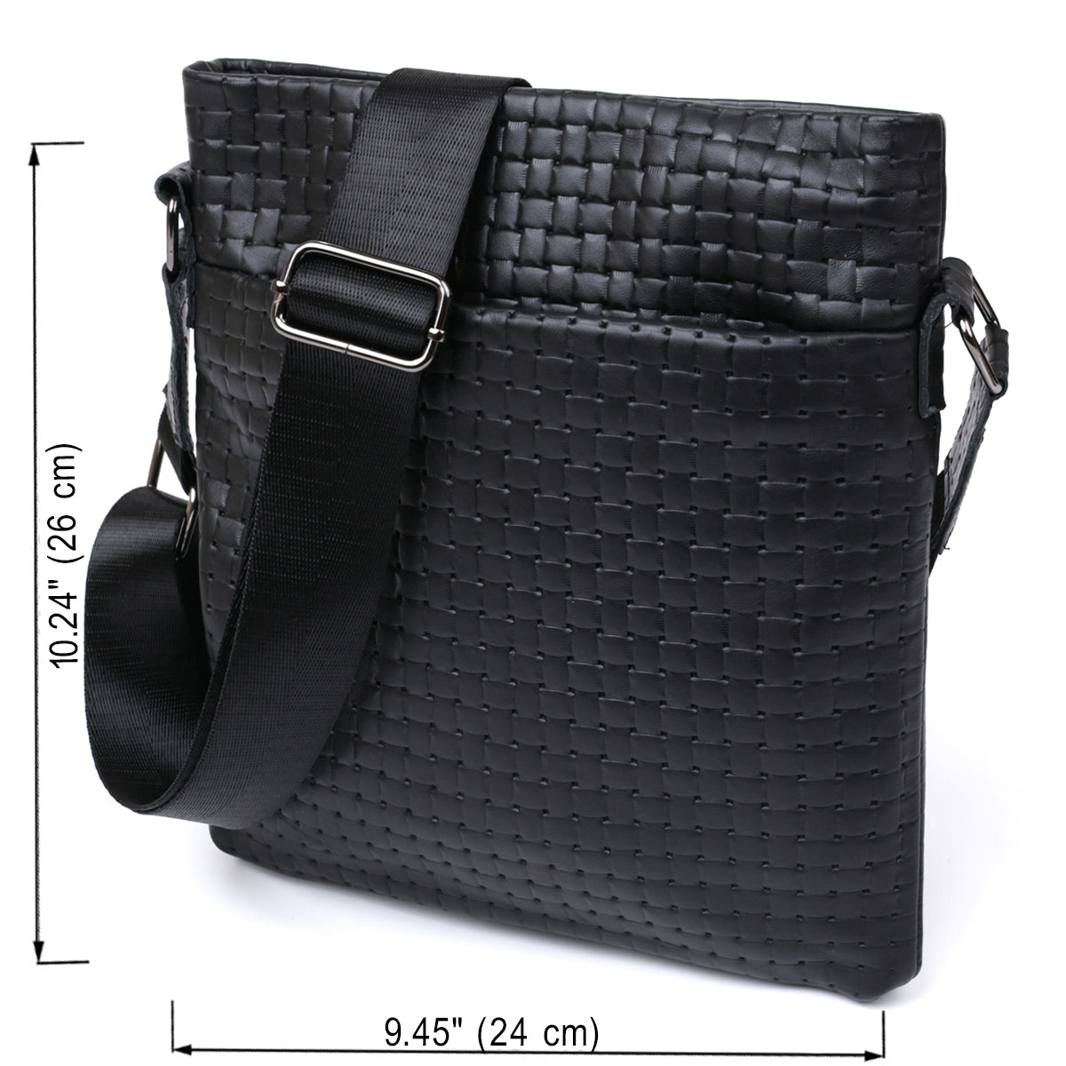 Leather Crossbody Bag for Men SHVIGEL 11600 Black Genuine Leather Quality