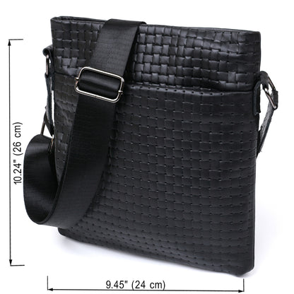 Leather Crossbody Bag for Men SHVIGEL 11600 Black Genuine Leather Quality