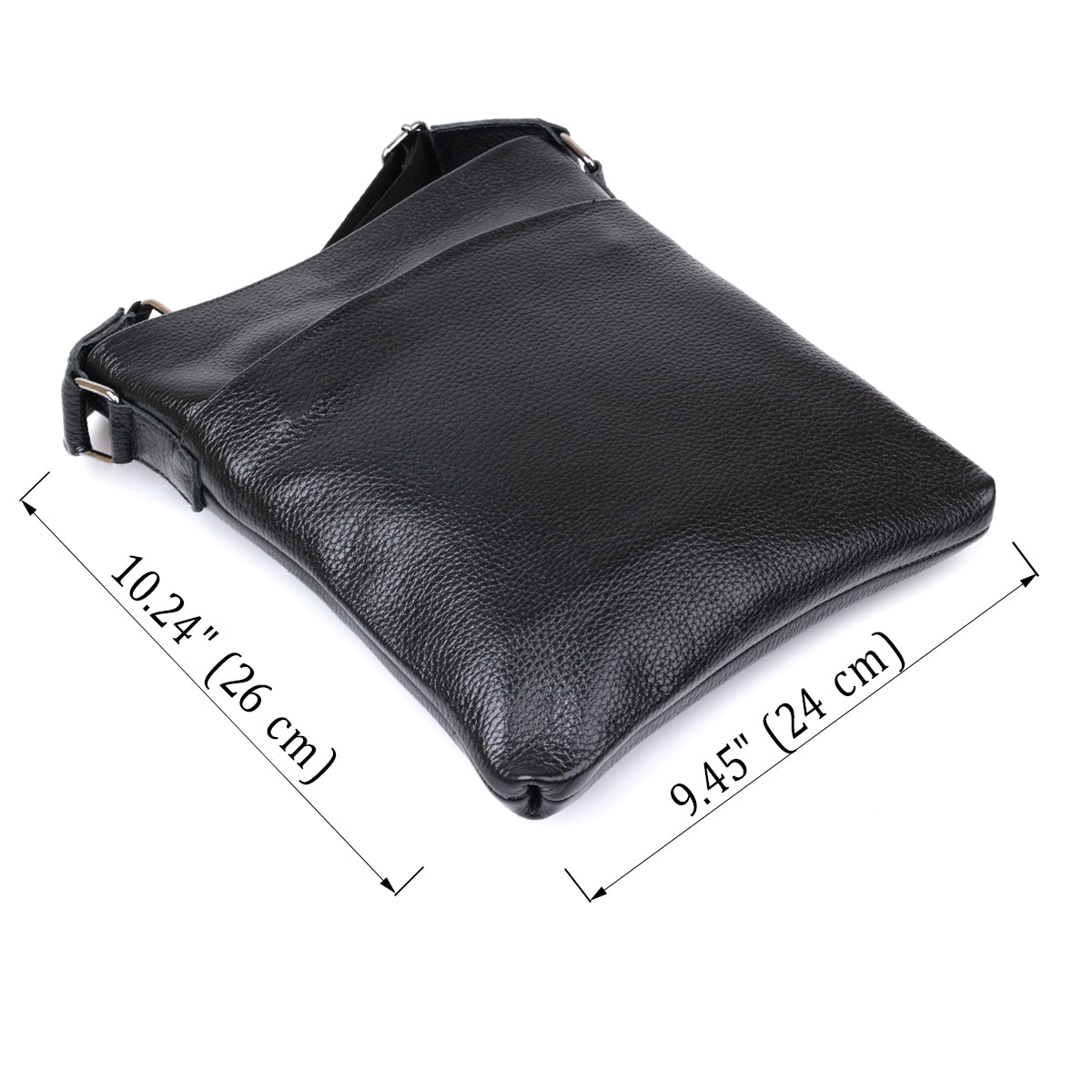 Leather Crossbody Bag SHVIGEL 11603 Black, Durable Natural Leather, Made in Ukraine