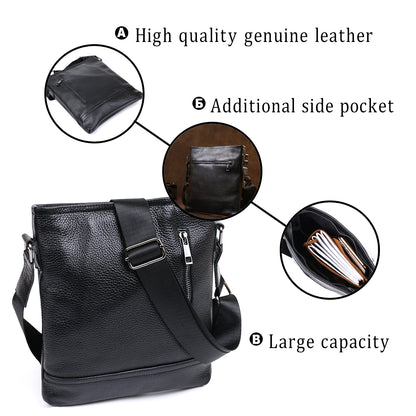 Stylish Leather Shoulder Bag for Men by SHVIGEL 11604 in Black, Made of Natural Leather