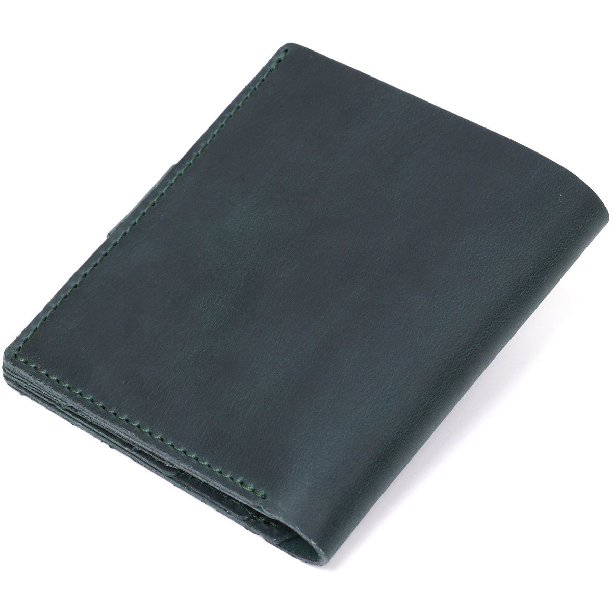 Compact Vintage Wallet SHVIGEL 16456 Green Genuine Leather from Ukraine