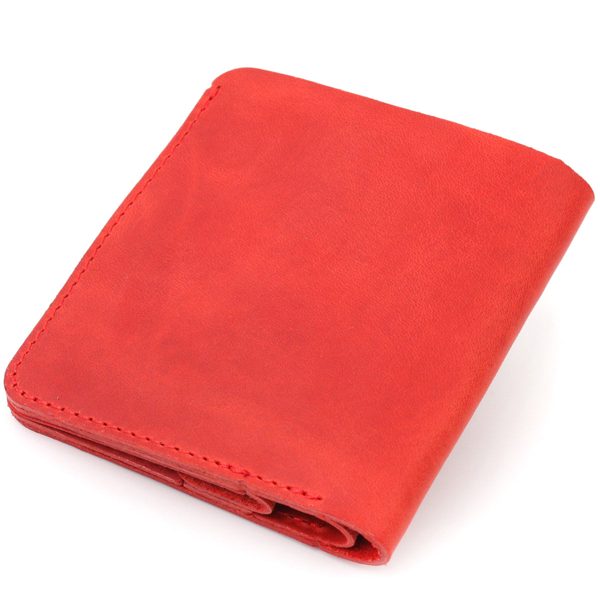 Vintage Leather Wallet for Women by SHVIGEL 16602 Red - Made in Ukraine, Natural Leather