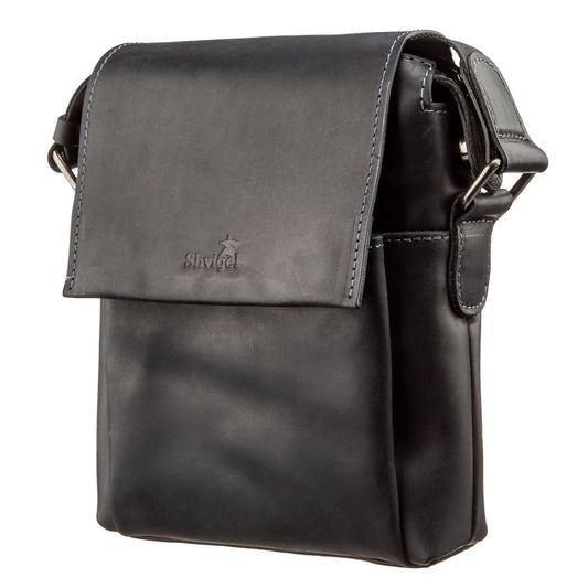 Men's Matte Leather Bag SHVIGEL 11173 Black Natural Leather Stylish Design
