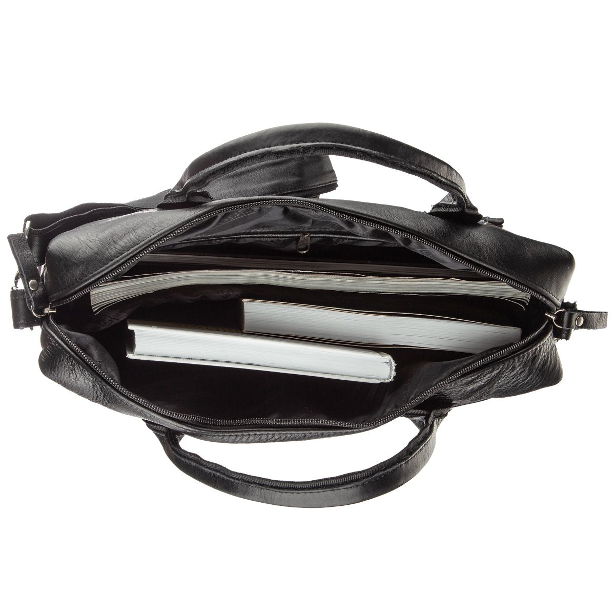 Men's Soft Leather Bag SHVIGEL 15306 Black - Handmade from Genuine Leather, Ukraine