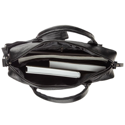 Men's Soft Leather Bag SHVIGEL 15306 Black - Handmade from Genuine Leather, Ukraine