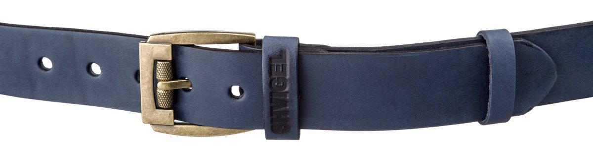 Leather Men's Belt SHVIGEL 11258 Blue Genuine Leather Made in Ukraine