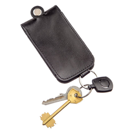 Compact Leather Key Case SHVIGEL 13961 Black Natural Leather for Keys