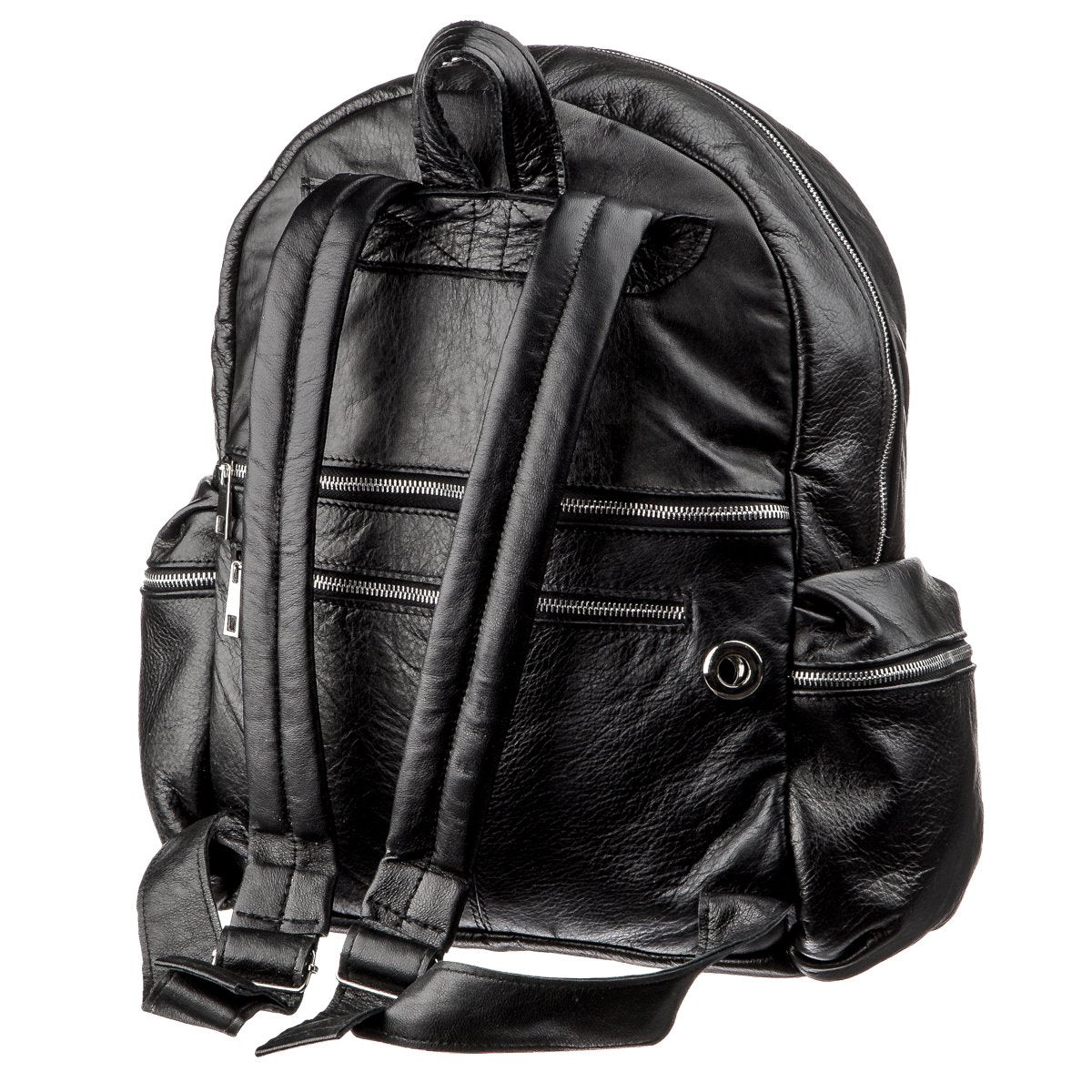 Leather Backpack SHVIGEL 11260 Black Natural Leather, Ukrainian Craftsmanship