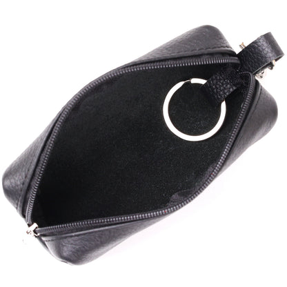 Leather Key Holder Tube SHVIGEL 16226 Black - Natural Leather Classic Design for Keys