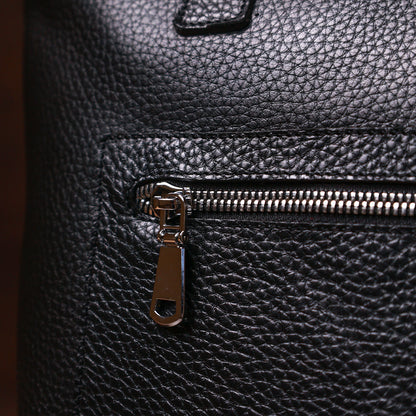Leather Universal Women's Bag SHVIGEL 16354 Black - Natural Leather, Ukrainian Craftsmanship